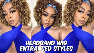 Soft & Synthetic Ombre Blonde Kinky Curly Headband Wig | Entranced Styles | Lindsay Erin