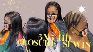 How To Do A 5X5 Hd Closure With Two Bundles Sewing |Start To Finish| Full Details Below. #Sewin #Wig