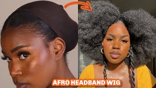 Huge Afro Headband Wig | Cute Natural Protective Hairstyle!