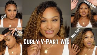 Curly Blonde Highlighted V-Part Wig| Easy+Quick |Flawless Natural Look|Summer Hair| Ft. Unice Hair