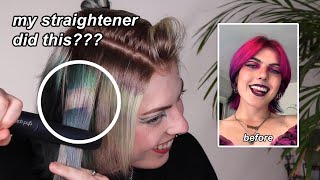 My Straightener Removed My Hair Dye?? Black/Pink To Blonde(Ish)