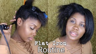 Flat Iron Routine | Short Relaxed Hair
