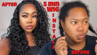  5 Minute Wig Install!!! | Curly Headband Wig | Klaiyi Hair