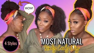  Natural Hair Poppin!| How To Style Your 4C Kinky Curly Headband Wig | 4 Styles | Ft Gorgius Hair