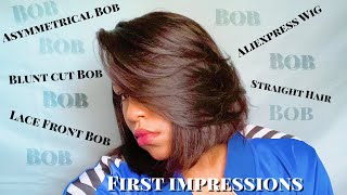 4X4 Closure Bob Wig | Aliexpress Wig | Lace Application | Asymmetrical Bob | Blunt Cut Wig | Reviw
