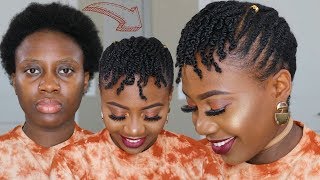 No Extensions Protective Style On Short 4C Natural Hair | Mini Twists & Flat Twist Tutorial