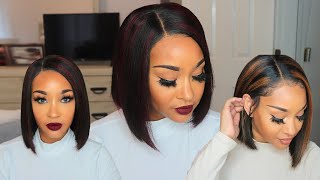 Gorgeous Pre-Colored Burgundy Bob Wig| Ft. Ywigs