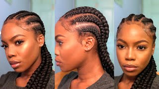 Easy Feed-In Cornrows Protective Style On Natural Hair!| How To Cornrow Your Own Hair!