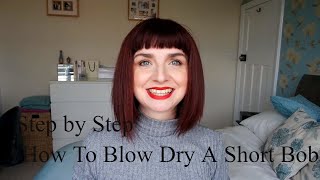 How To Blow Dry A Short Bob With Bangs/Fringe|Hallstyling