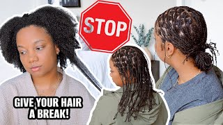 Stop! Give Your Natural 4B / 4C Hair A Break! | Length Retention Mini Braids & Twist