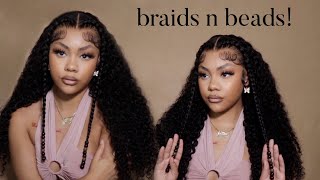 Super Cute Braids N Beads On Curly Unit  | Full Install | Westkiss Hair