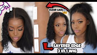 Grown From Scalp! Layered Edge 3 In 1 Straight & Curly Clear Lace Wig | Mary K. Bella Ft. Xrsbeauty