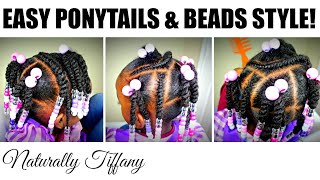 Easy Ponytails & Beads Style | Kids 4C Hair | Kids Natural Hair Care