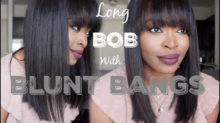 Issa Wig!!! How? Extremely Natural Looking Long Bob With Blunt Bangs: Eva Wigs| Protective Style