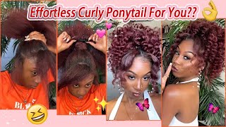 Only 3 Steps To Get Curly High Ponytail? Hair Tutorial For Beginner | Glueless Extension #Elfinhair