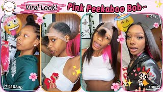 #Viral #Arroganttae Quick Weave Bob! Pink Peekaboo Hairstyle Ft.#Elfinhair Review