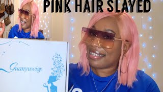 Aliexpress Guanyuhair Review|Pink 10Inch Bob Wig| She Slayed It  | Imani Jay