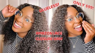 $99 Glueless Amazon Brazilian Curly Wig W/ Lace Closure!  | Pre-Plucked W/ Baby Hairs
