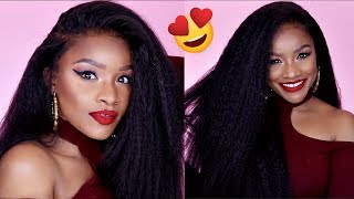 No Glue No Baby Hair! How To⇢ Flawless Kinky Straight Lace Frontal Wig Ft. Asteria Hair