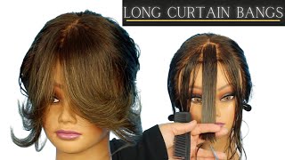 How To | Cut And Blowout Long Curtain Bangs | Long Curtain Bangs | Tutorial