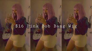 $16 Pink Bob Wig With Bangs | Under 10 Min Install | Ruiyok Hair |