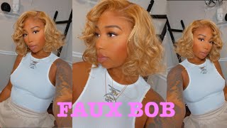 Dont Want To Cut Your Hair? Try This Faux Bob! | Lace Front Wig Install| Ft. Myfirstwig