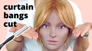 How To Cut Curtain Bangs At Home With A Razor | Haircut Tutorial | Lina Waled