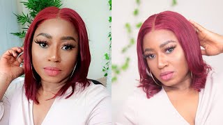 Burgundy Bob Wig || You Don'T Need To Bleach Or Colour It Came Ready