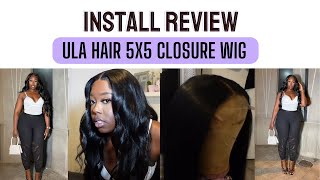Ula Hair 5X5 Closure Wig Install Review / Beach Wave Curl Tutorial