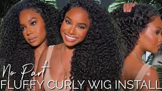 Big Fluffy Curly Frontal Wig Install! (No Part Flip Over Method) | Hurela Hair | Alwaysameera