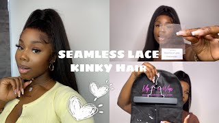 Myshinywigs Kinky Straight Seamless Lace Front Wig Realistic Hairline [ Dc: Funke25 ] | Funke Adesh