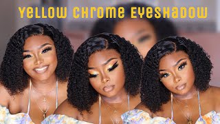Yellow Chrome Eyeshadow | Vacation Vibes Lace Wigft. Elfin Hair