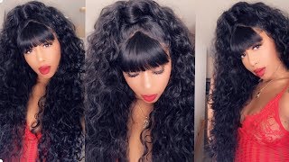 Hmmm? Synthetic Curly Bang Wig| Ft. Wigtypes| Carina Wig