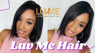 Luv Me Hair | Asymmetric Side Part 4X4 Closure Short Bob Wig Review
