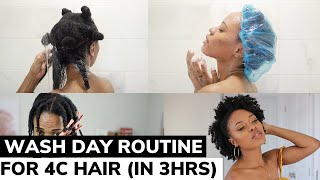 Wash Day Routine For 4C Hair (3 Hours Or Less) | From Start To Finish