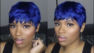 How To: Empire 27 Piece By Sensationnel - Blue Pixie Cut Quick Weave | Simplyshon
