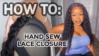 How To: Sew 4X4 Lace Closure On Wig Cap Ft. Beauty Forever Hair Malaysian Curly Hair Bundles