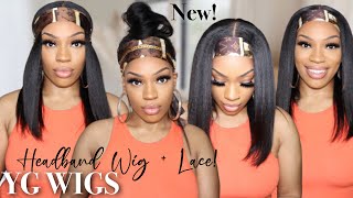 New Headband Wig With Lace! Kinky Straight Headband Wig | Ygwigs
