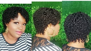 No Frontal/ No Closure Curly Pixie Wig/ Cutting And Fixing Of Invisible Part Tutorial.