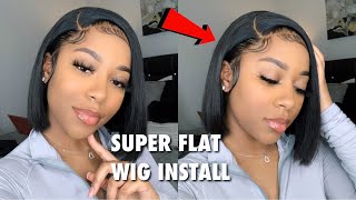 How To Get A Super Flat Glueless Lace Wig Install | Short Bob Wig | Luvme Hair