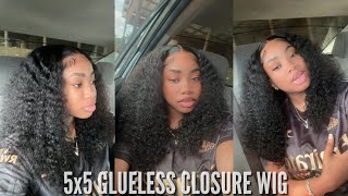 5X5 Deep Wave Closure Wig Install Ft. Tinashe Hair