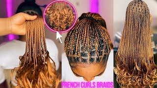 How To Knotless French Curls Braids On Natural Hair