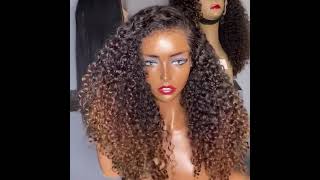 Omg Wholesale Ombre Brown Curly Human Hair Wigs #Curlywigs #Brownwig #Lacefrontwig #Humanhairwigs