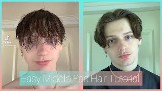 How To Get A Middle Part/Curtain Bangs Easy Hair Tutorial