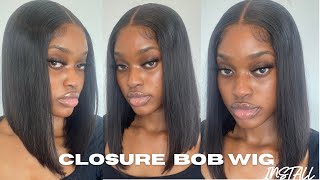 Easy Closure Bob Wig | Beginner Friendly Install Ft Luvmehair | Hannah London