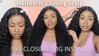 Melted 5X5 Closure Wig Install | Beginner Friendly Water Wave Wig | Vshow Hair