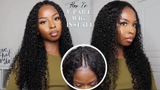How To: Install Kinky Curly V-Part W/ No Leave-Out‼️| Isee Hair