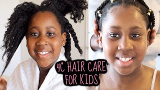 Easy 4C Kids Hair Care At Home || Detangle, Moisturize & Style