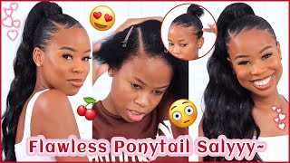 How To Sleek High Ponytail With Clip In Extensions On Short Hair | Affordable Ponytail Ft.#Ulahair