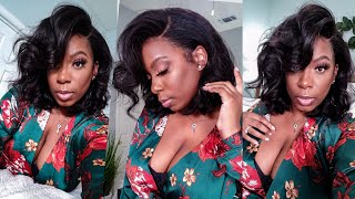  A Look! Bombshell Curls On 13X4 Lace Front Bob Wig | Install + Curling + Review | Unice Hair